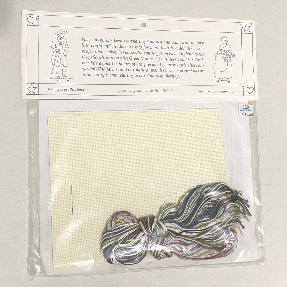 Vtg 90s Washington's Mount Vernon Mansion Shell Border Counted Cross Stitch Kit - Picture 4 of 4